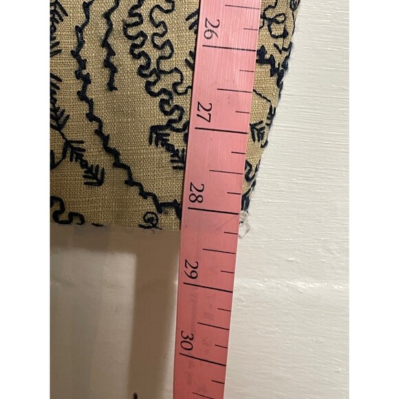 Vintage Talbots All Over Embroidered Chino Pant Linen Blend Navy Tan Chic 12 - Picture 14 of 14